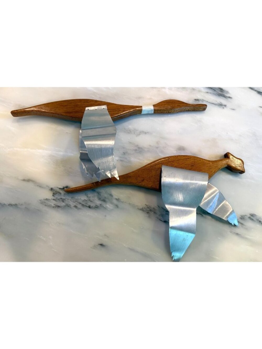 Vintage Flying Duck Wall Decor Wood Metal Birds Adjustable Wings Set
